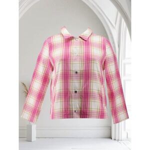 Isaac Mizrahi Live! Pink Plaid Button Down Shirt - Women's Small